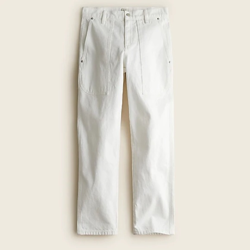 J.Crew High-rise patch pocket straight-leg jean in white BA681